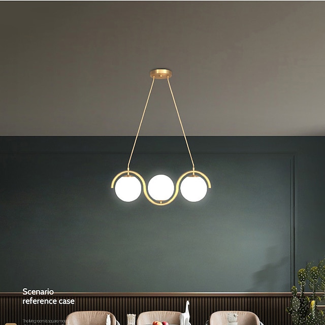  led hanglamp globle design warm wit/wit 47cm metaal glas 3-lichts hanglampen eetkamer keuken 110-240v