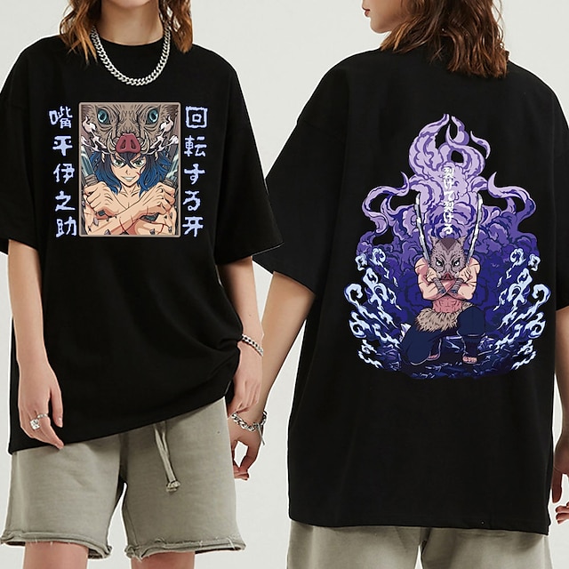  Demon Slayer: Kimetsu no Yaiba Hashibira Inosuke T-shirt Anime Graphic T-shirt For Men's Women's Unisex Adults' Hot Stamping 100% Cotton Casual Daily