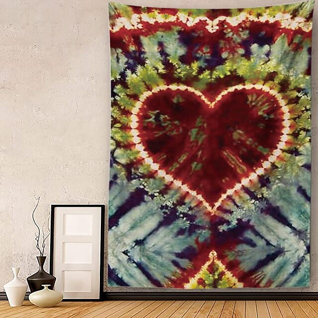 Red Heart Hanging Tapestry Wall Art Large Tapestry Mural Decor