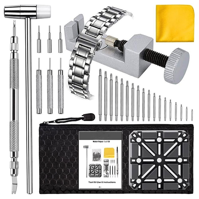  Watch Link Removal Tool Kit Watch Band Strap Pin Remover Watch Tool Kit Link Remover Repair Tool Watch Adjustment Tool Band Replacement Spring Bar Tool Set