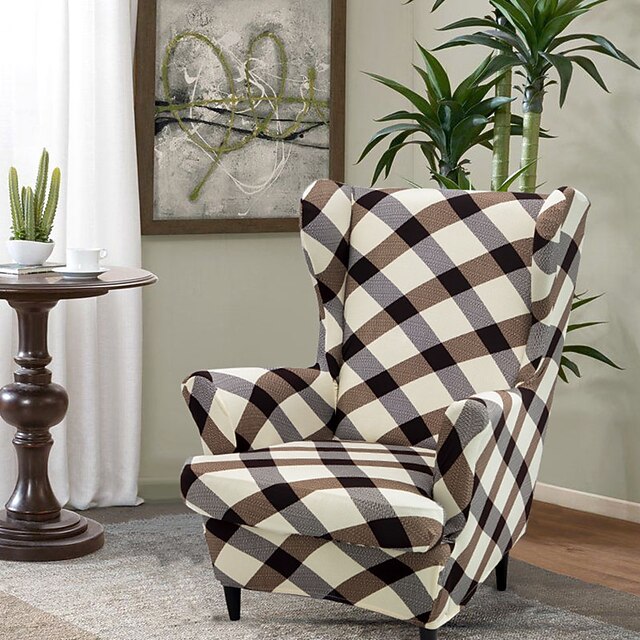 Stretch Wingback Chair Cover Wing Chair Slipcovers With Seat Cushion