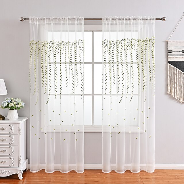 White Sheer Curtains Window Curtains Panels Farmhouse For Living Room