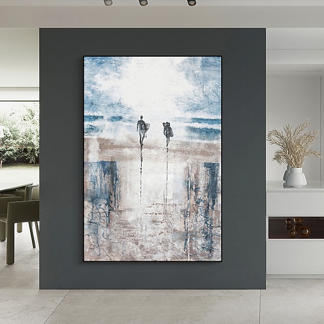  Modern Art Abstract Landscape Abstract Beach Oil Painting On Canvas Handmade Modern Living Room Wall Decoration Surfing Before
