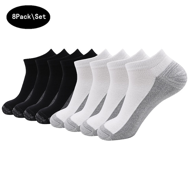  Men's 8 Pairs Socks Ankle Socks Sport Socks / Athletic Socks Low Cut Socks Black White Color Color Block Casual Daily Basic Medium Summer Spring Fall Stylish Traditional / Classic