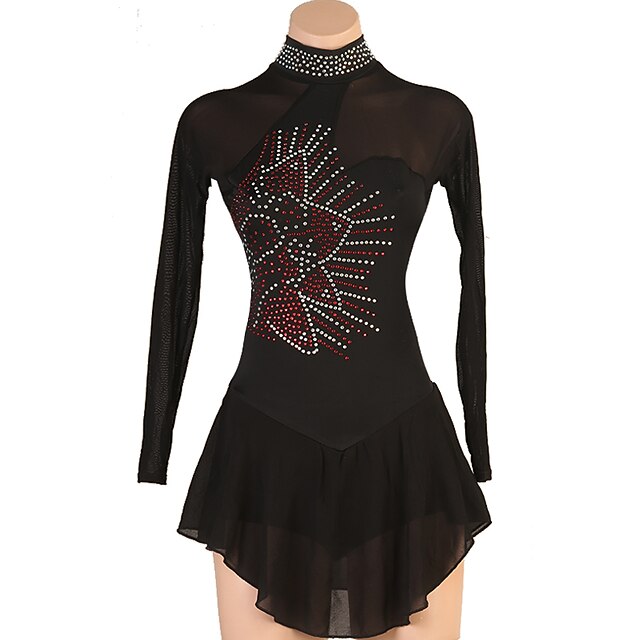 Figure Skating Dress Women's Girls' Ice Skating Dress Black Patchwork