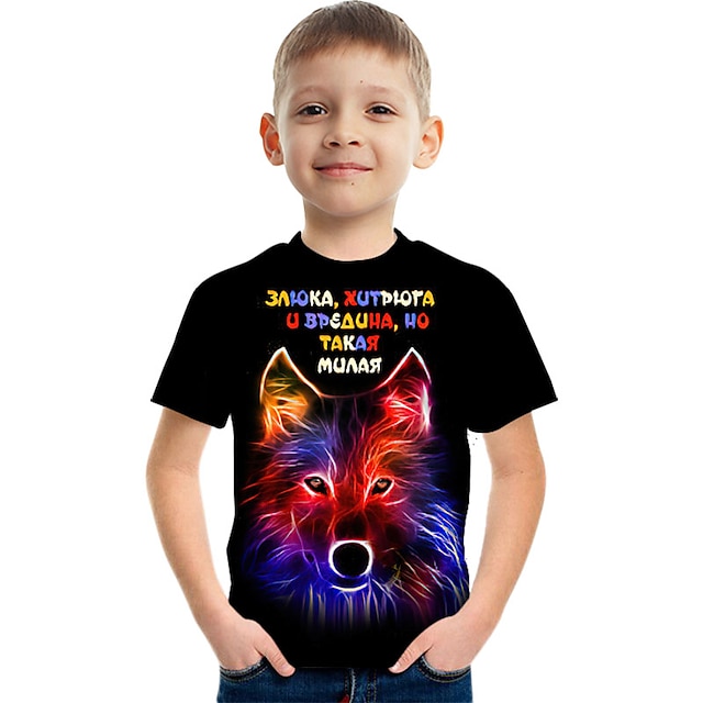  Модная футболка с короткими рукавами и принтом с алфавитом и животными, модные красочные рубашки с 3D-принтом для мальчиков и девочек