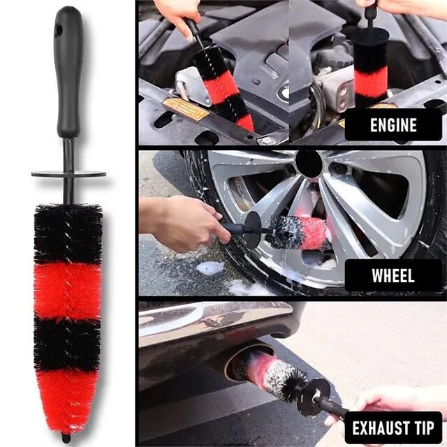  Wheel Brush Easy Reach Rim Tire Cleaner Brush 16.5 Long Soft Bristle Car Detailing Brush Multipurpose use for cleaning Wheels Rims Exhaust Tips Vehicle Engine Motorcycles Bike No Scratches