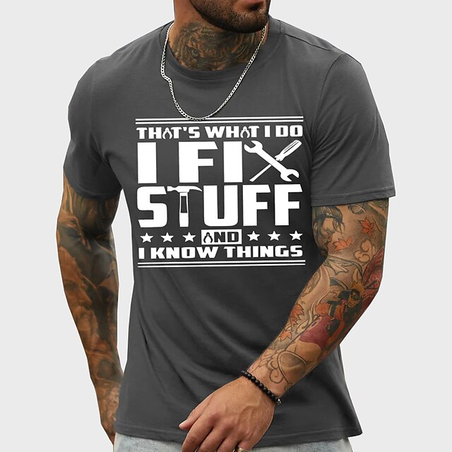 Men's Plus Size Big Tall T shirt Tee Tee Graphic Tee Crewneck Black White Navy Blue Short Sleeves Outdoor Going out Print Letter Clothing Apparel Cotton Blend Streetwear Stylish Casual 7