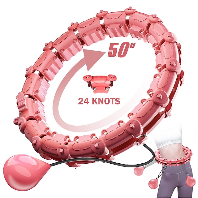  smarta viktade hula hoops 24 knop kompatibla för midjemått 50 tums fitness viktminskning utrustning med avtagbara knutar & justerbar vikt