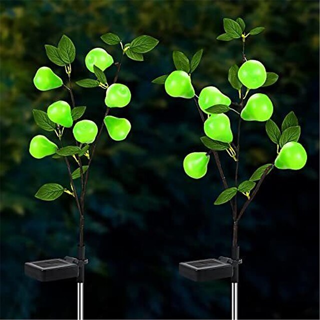  2pcs Solar Pathway Lights Outdoor Simulation Pear LED Lamp Courtyard Decoration Outdoor Waterproof Garden Landscape Lamp Lawn Lamp Party Atmosphere Lamp