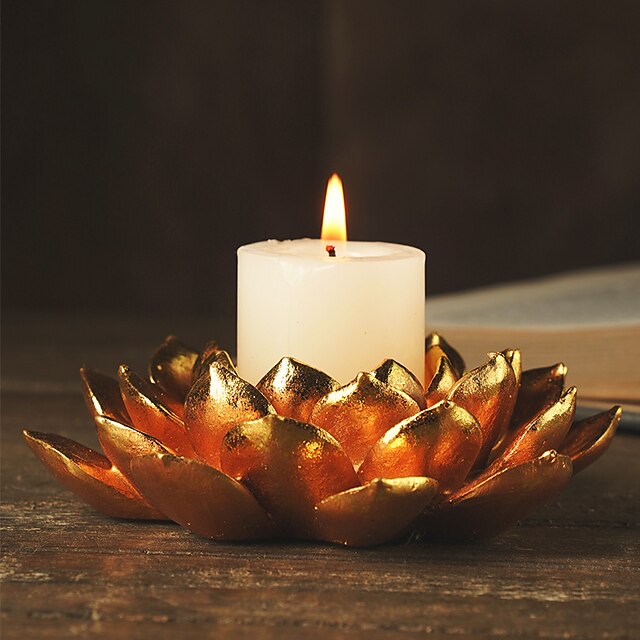  1PC European Lotus Candlestick Home Decoration Decorative Ornaments Creative Resin Crafts