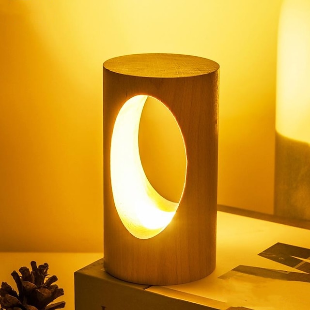  led bordslampa i trä 1st dimbar nattlampa vid sängkanten i sovrummet led-belysning kreativ heminredning bordslampa