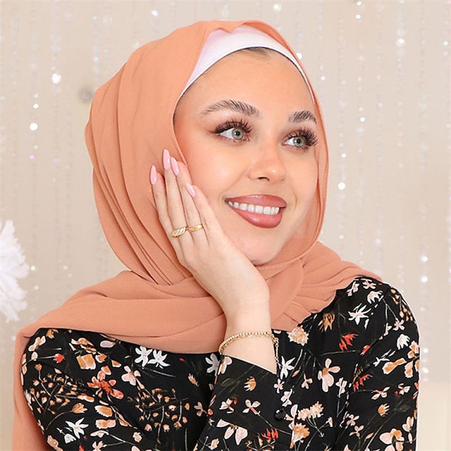  Dubai Araber Malaysia Ethno-Stil reine Farbe Perle Chiffon Kopftuch Hijab