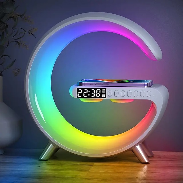  rhythm rgbic light bar חכם אור רמקול bluetooth שעון מעורר ניתן לעמעום אור התעוררות שעונים מעוררים מנורת שולחן טעינה אלחוטית