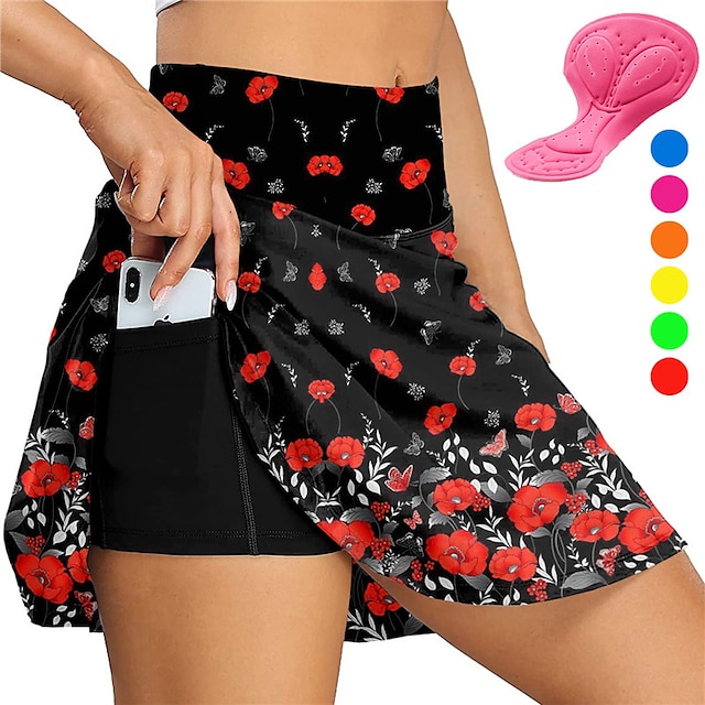  21Grams Mujer Falda-short Ciclismo Bicicleta Vestidos Prendas de abajo Ajuste de carrera MTB Bicicleta Montaña Ciclismo Carretera Deportes Graphic Flores Botánica Almohadilla 3D Ciclismo Transpirable