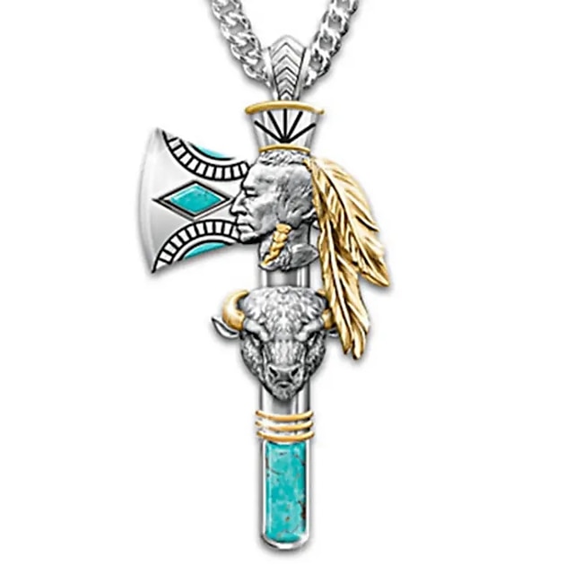  2pcs Necklaces Animal Gothic Indians Pendant Necklace US Pendant Necklaces Jewelry For Women Men