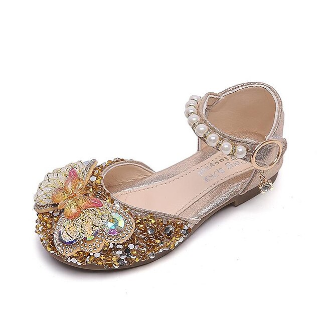  Chaussures de princesse à paillettes roses et papillons pour filles – Chaussures plates à talons bas et brides en perles pour anniversaire, mariage et fête