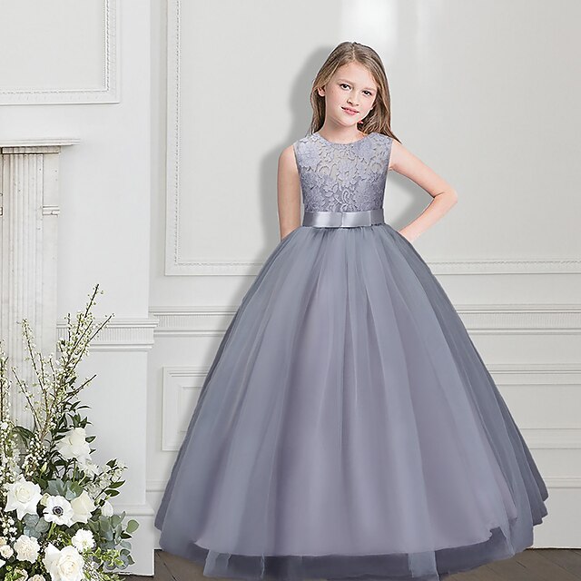 Toddler Girls' Party Dress Solid Color Flower Sleeveless Performance