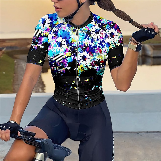  21Grams Γυναικεία Φανέλα ποδηλασίας Κοντομάνικο Ποδήλατο Μπολύζες με 3 πίσω τσέπες Ποδηλασία Βουνού Ποδηλασία Δρόμου Αναπνέει Γρήγορο Στέγνωμα Ύγρανση Αντανακλαστικές Λωρίδες Ροζ Μπλε Πράσινο Γραφική