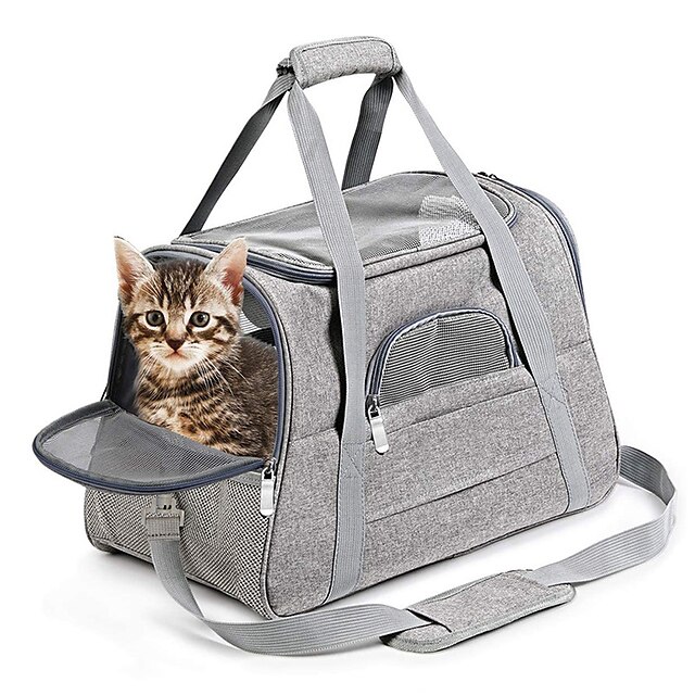  neue Outdoor-Tasche aus Segeltuch für Katzen und Hunde, tragbare atmungsaktive Auto-Haustiertasche, tragbare faltbare Hundetasche