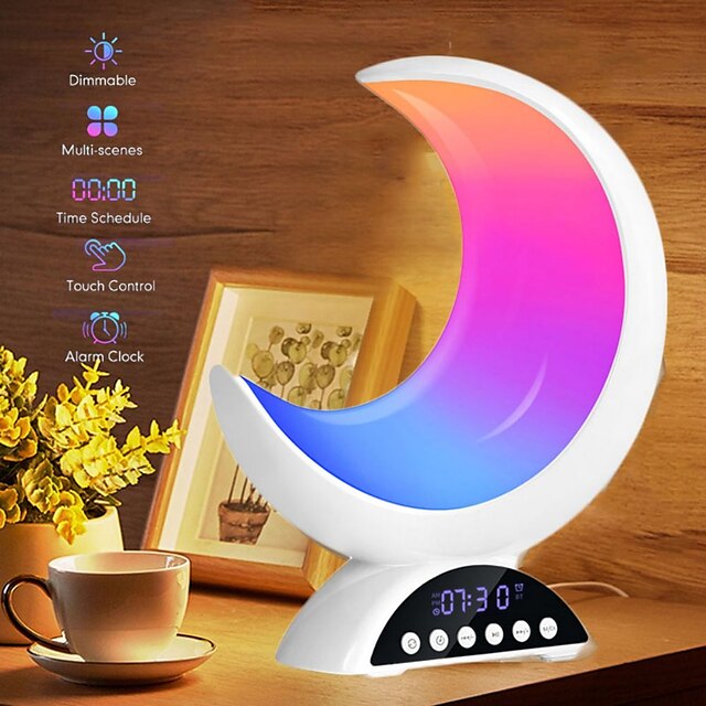  RGB Light Playback Wired Bluetooth 5.0 Speaker Portable HIFI Speaker Intdoor Night Light Moon Music Loudspeaker