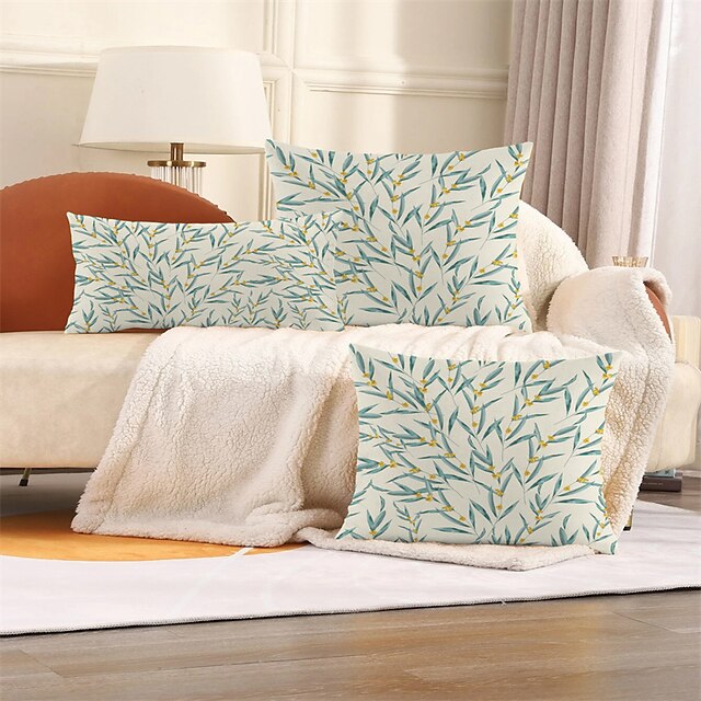  Floral Plant Pillow Cover 2PC Soft Decorative Cushion Case Pillowcase for Bedroom Livingroom Sofa Couch Chair