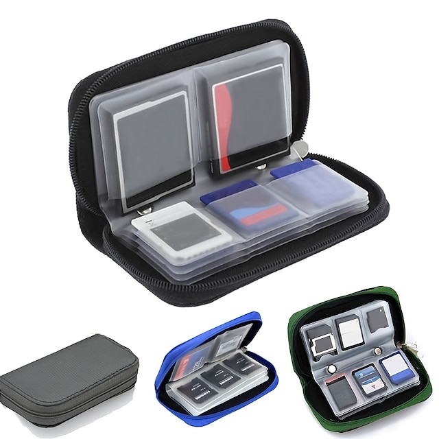  saco de armazenamento de cartão de memória portátil adequado para caixa de proteção de armazenamento de cartão cf cartão sd incluindo 18 slots de cartão sd e 4 slots de cartão cf