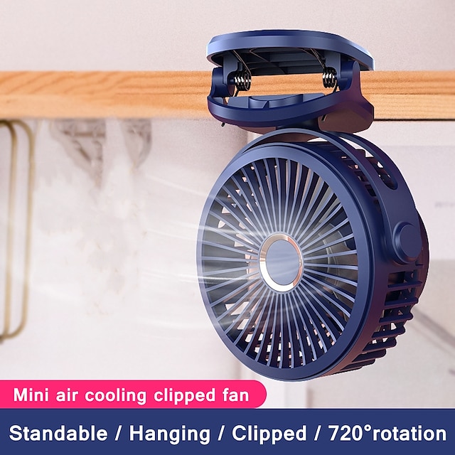  Ventilador clipado carregável 360 rotação vento de 4 velocidades ventilador de mesa usb ar condicionado silencioso para quarto escritório