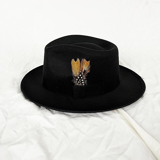  כובעים צמר / אקרילי כובע פאדורה רשמי חתונה פשוט קלסי עם נוצות כיסוי ראש כיסוי ראש