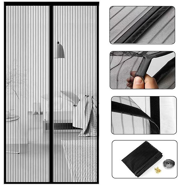  Magnetic Screen Door Portable, Fly Or Bug Screen Magnetic, Doorway For Sliding Door,Garage,Patio,Kitchen,Living,Window Room,Bedroom,Bar,Pet and Kid Easy Entry
