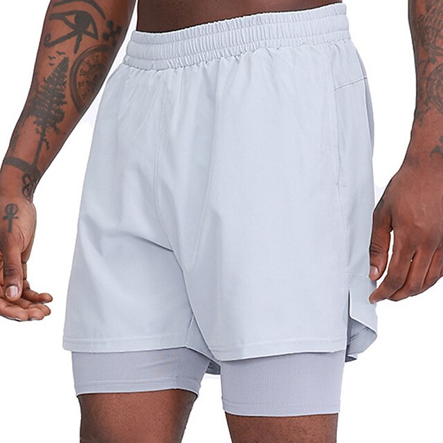  Men's Active Shorts Shorts Basketball Shorts Pocket Elastic Waist Plain Comfort Breathable Knee Length Outdoor Casual Holiday Basic Sports Black White Micro-elastic