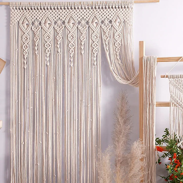 Boho Macrame Curtains Sliding Door Curtain Woven Bohemian Tapestry Decor,Outdoor Curtain Privacy, Patio Wedding Decoration, Room Divider for Pergola, Gazebo, Balcony, Porch 15