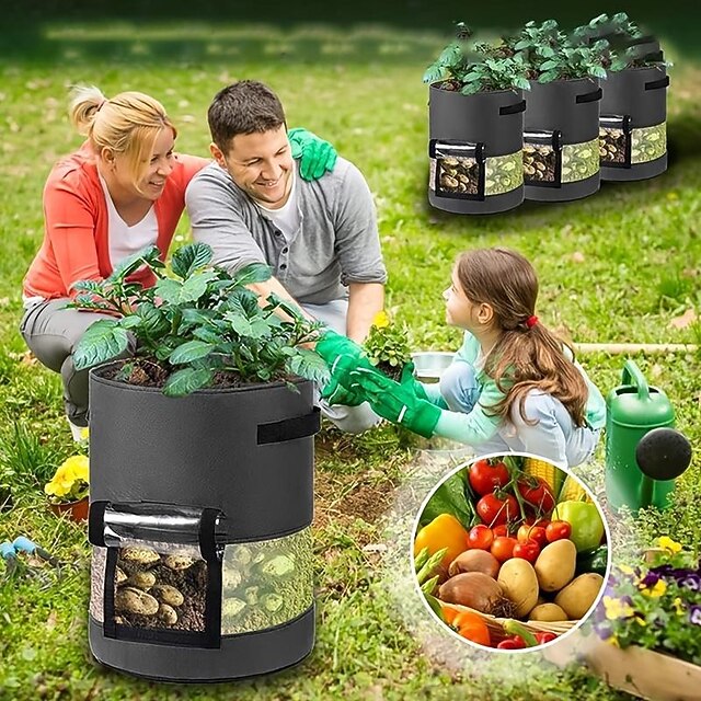 1pc Potato Grow Bag Vegetable Onion Home Garden Plant Bag With Handle