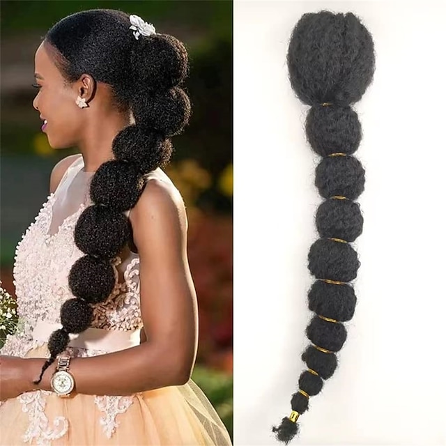  Drawstring Ponytail for Black Women 18inch Lantenrn Braid Ponytail Protective Style Clip on Pony Tail Hair Extension Curly Braided Afro Puff Drawstring Ponytail bubble drawstring ponytail