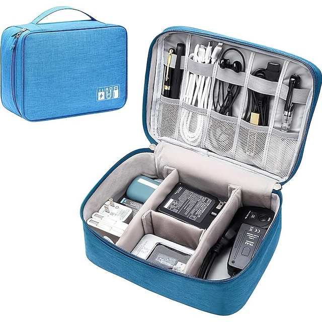  1pc 9.45*7.09*3.94Inch Electronics Organizer, Travel Universal Cable Organizer Bag, Waterproof Electronics Accessories Storage Cases, Storage Organizer For Cable, Charger, Phone, USB, SD Card, Hard Drives, Power Bank, Cords