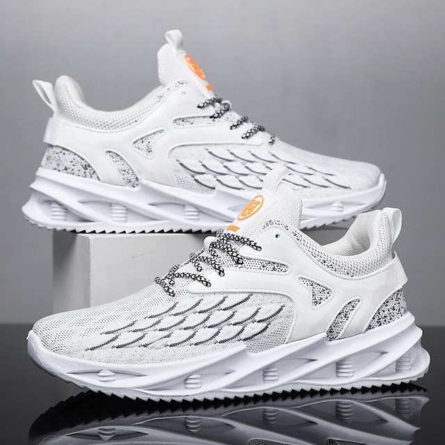  Men's Sneakers Flyknit Shoes White Shoes Running Sporty Athletic Tissage Volant Breathable Lace-up Fish scale black Fish scale white Spring Fall