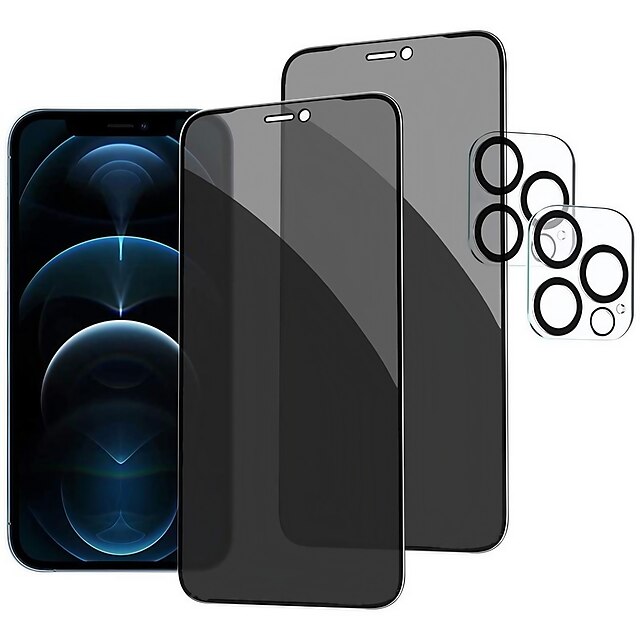  [2+2 Bags]privacy Screen Protective Film With Camera Lens Protective Film Full Coverage Anti Spy Tempered Glass Film 9H Hardness Upgrade Edge Protection Easy To Install Without Bubbles For,iPhone14/13/12/11 ,Pro/Max