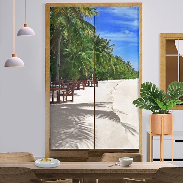  Beach Kitchen Curtains Door Curtains Tapestry Decor,Japanese Noren Door Curtain Panel, Room Divider for Porch Livingroom Office Bedroom Patio