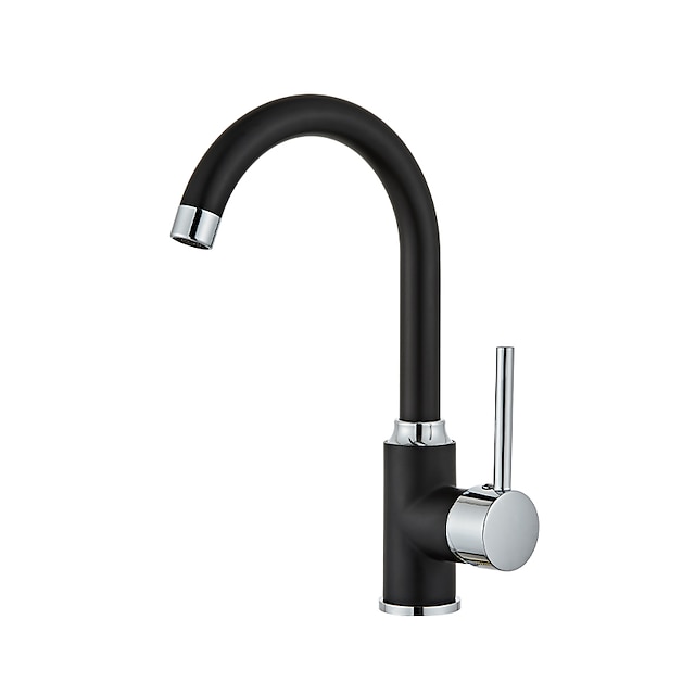  Kitchen Sink Mixer Faucet, Single Handle Vessel Taps with Hot and Cold Hose, Brass Water Taps One Hole Deck Mounted