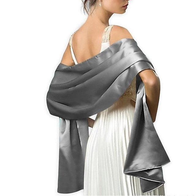  Sciarpa da sera in chiffon di raso da sposa per donna, scialle in seta tinta unita, stola per matrimoni, damigelle d'onore, balli di fine anno, feste