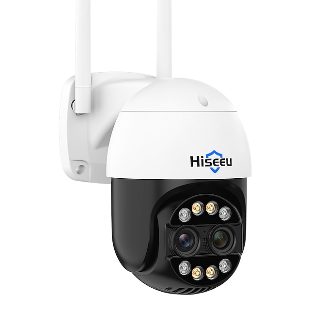  Hiseeu 4k 8MP двойной объектив ptz wifi ip-камера 8-кратный зум открытый HD полноцветный ночного видения камеры видеонаблюдения обнаружения человека