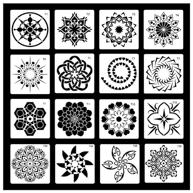 36-teiliges Schablonen-Set, wiederverwendbare Bastelschablonen, Mandala 36-teiliges Schablonen-Set, wiederverwendbare Bastelschablonen, Mandala