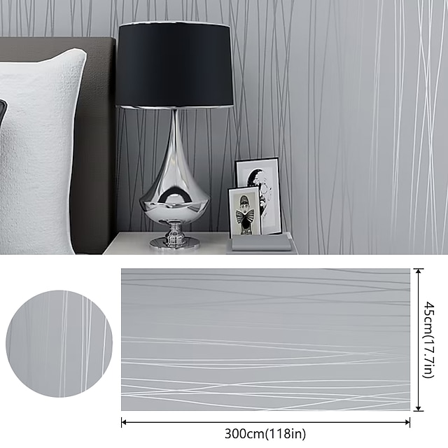 Wallpaper Wall Covering Sticker Film Peel and Stick Removable Plain Vertical Stripes Non Woven