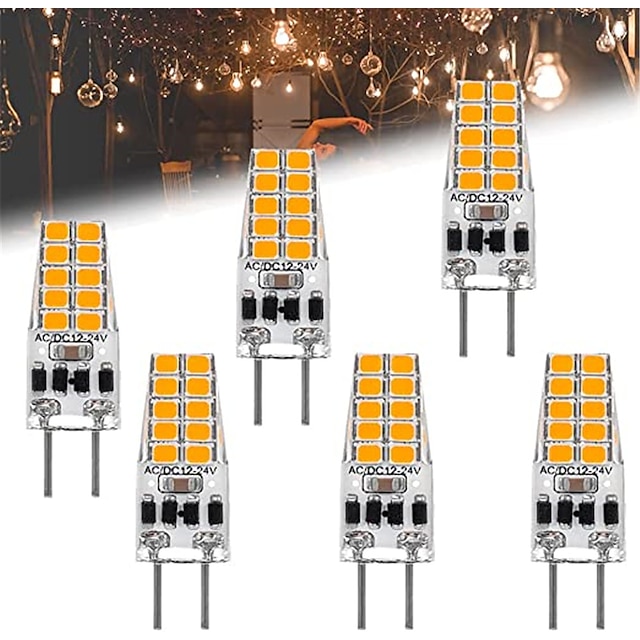  6pcs GY6.35 LED Bulbs Dimmable AC/DC 12-24V SMD2835 20LED Halogen Incandescent Replacement Bulb Led Bombillas Lamp