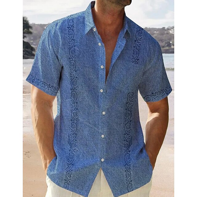  Men's Casual Shirt Summer Shirt Beach Shirt White Pink Blue Short Sleeve Graphic Prints Lapel Spring & Summer Hawaiian Holiday Clothing Apparel Front Pocket