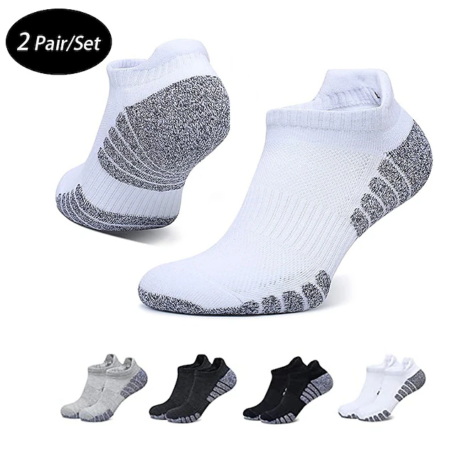 Men's 2 Pairs Socks Ankle Socks Sport Socks / Athletic Socks Low Cut Socks Black White Color Color Block Outdoor Daily Wear Vacation Medium Spring & Summer Fashion Sport 11