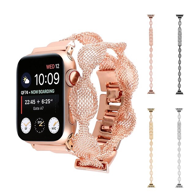  Double Tour Compatible with Apple Watch band 38mm 40mm 41mm 42mm 44mm 45mm 49mm Women Metal Clasp Adjustable Stainless Steel Strap Replacement Wristband for iwatch Series Ultra 8 7 6 5 4 3 2 1 SE