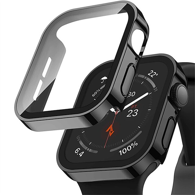  נרתיק שעון עם מגן מסך מותאם ל Apple Watch Ultra 49mm / Series 8 7 41mm 45mm / Series 6 5 4 SE 40mm 44mm עמיד בזעזועים מחשב קשיח שעון כיסוי