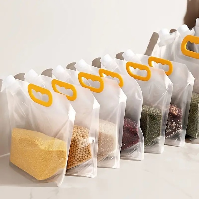 5pcs Cereals Sealed Bag, Fresh-keeping Bag, Transparent Kitchen Food ...