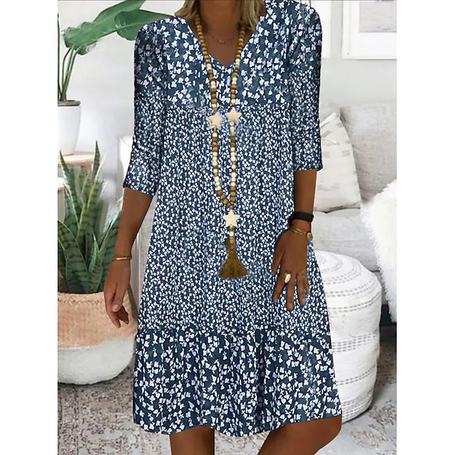 Women's Casual Dress Midi Dress Brown Half Sleeve Leopard Print Summer ...
